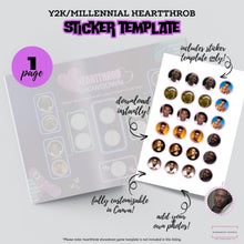 Load image into Gallery viewer, Y2K Millennial 2000s Birthday Party Game, 2000s Heartthrob Sticker Template, Canva Template, DIY Template, Custom Magazine