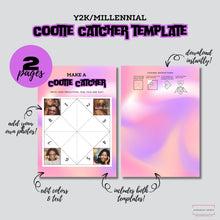 Load image into Gallery viewer, Y2K Millennial 2000s Cootie Catcher Template, Fortune Teller Game, Canva Template, DIY Template, Party Game Template