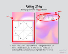 Load image into Gallery viewer, Y2K Millennial 2000s Cootie Catcher Template, Fortune Teller Game, Canva Template, DIY Template, Party Game Template