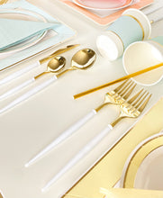 Load image into Gallery viewer, Modern Cutlery Set - White & Gold (Set of 40)