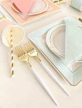 Load image into Gallery viewer, Modern Cutlery Set - White & Gold (Set of 40)
