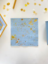 Load image into Gallery viewer, Paint Drip Dessert Napkins - Blue & Gold (Set of 16)
