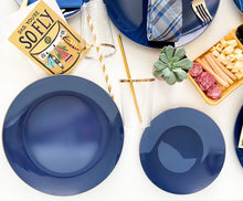 Load image into Gallery viewer, Navy & Gold Plastic Dinner Plates (Set of 10)