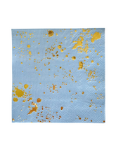 Load image into Gallery viewer, Paint Drip Dessert Napkins - Blue & Gold (Set of 16)