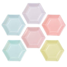 Load image into Gallery viewer, "We Heart Pastels" Hexagonal Dessert Plates (Set of 12)