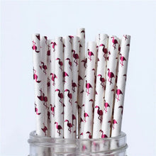 Load image into Gallery viewer, Metallic Flamingo Paper Straws (Set of 10)