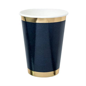 Navy Blue & Gold Cups (Set of 8)