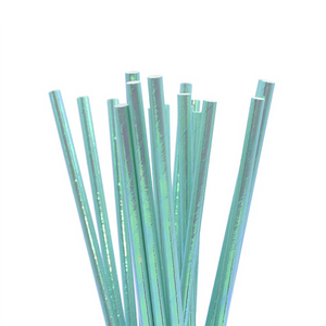 Teal Iridescent Paper Straws (Set of 10)
