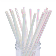 Load image into Gallery viewer, White Iridescent Paper Straws (Set of 10)
