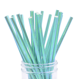 Teal Iridescent Paper Straws (Set of 10)