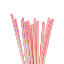 Load image into Gallery viewer, Pink Iridescent Paper Straws (Set of 10)
