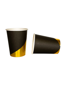Metallic Dipped Cups - Black & Gold (Set of 8)