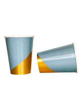 Load image into Gallery viewer, Metallic Dipped Cups - Blue &amp; Gold (Set of 8)
