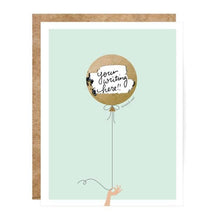 Load image into Gallery viewer, Mint &amp; Gold Balloon Scratch-off Greeting Card
