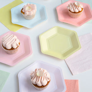 "We Heart Pastels" Hexagonal Dessert Plates (Set of 12)