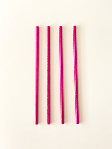 Hot Pink Metallic Paper Straws (Set of 10)