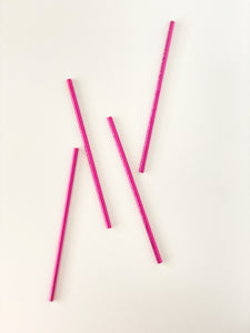 Hot Pink Metallic Paper Straws (Set of 10)