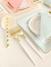 Load image into Gallery viewer, Modern Cutlery Set - White &amp; Gold (Set of 40)
