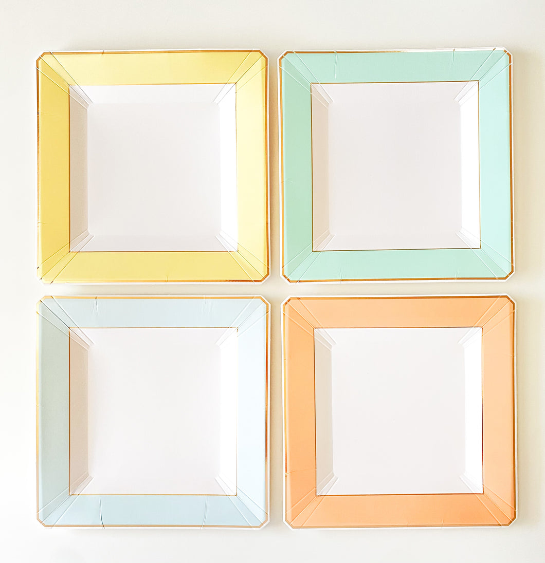 Square Pastel Plates (Set of 8)