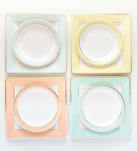 Square Pastel Plates (Set of 8)