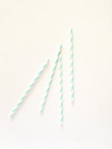 Pastel Blue Striped Straws (Set of 10)