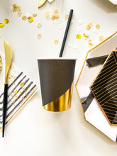 Load image into Gallery viewer, Metallic Dipped Cups - Black &amp; Gold (Set of 8)
