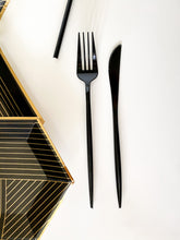 Load image into Gallery viewer, Sleek Cutlery Set - Black (Set of 16)
