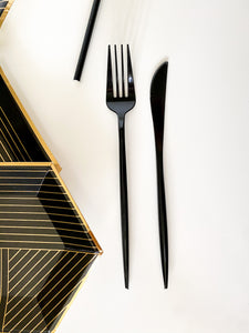 Sleek Cutlery Set - Black (Set of 16)