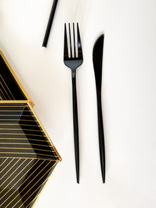 Sleek Cutlery Set - Black (Set of 16)