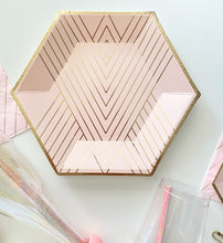 Load image into Gallery viewer, Blush &amp; Gold Geometric Dessert Plates (Set of 8)
