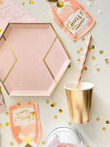 Pink and Gold Paper Straws (25 Count)