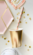 Load image into Gallery viewer, Pink and Gold Paper Straws (25 Count)
