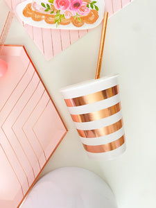 Rose Gold Striped Cups (Set of 8)