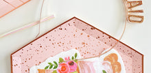 Load image into Gallery viewer, Splatter Blush &amp; Rose Gold Dessert Plates (Set of 8)
