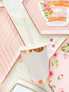 Rose Gold Scalloped Cups (Set of 8)