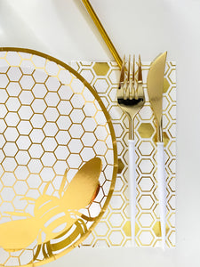 Modern Cutlery Set - White & Gold (Set of 40)