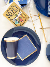 Load image into Gallery viewer, Navy &amp; Gold Plastic Dessert Plates (Set of 10)
