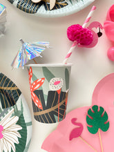 Load image into Gallery viewer, Flamingo Honeycomb Paper Straws (Set of 6)
