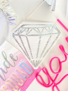 Silver Iridescent Diamond Shaped Napkins (Set of 20)