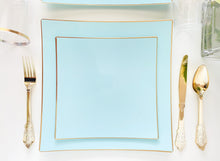 Load image into Gallery viewer, Square Mint Plastic Dessert Plates (Set of 10)
