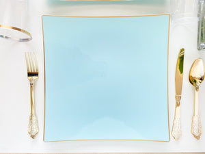 Square Mint Plastic Dinner Plates (Set of 10)