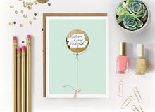 Load image into Gallery viewer, Mint &amp; Gold Balloon Scratch-off Greeting Card
