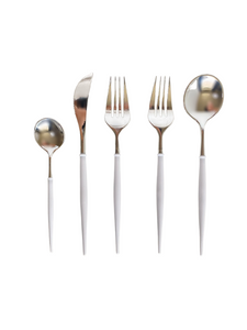 Modern Cutlery Set - White & Silver (Set of 40)