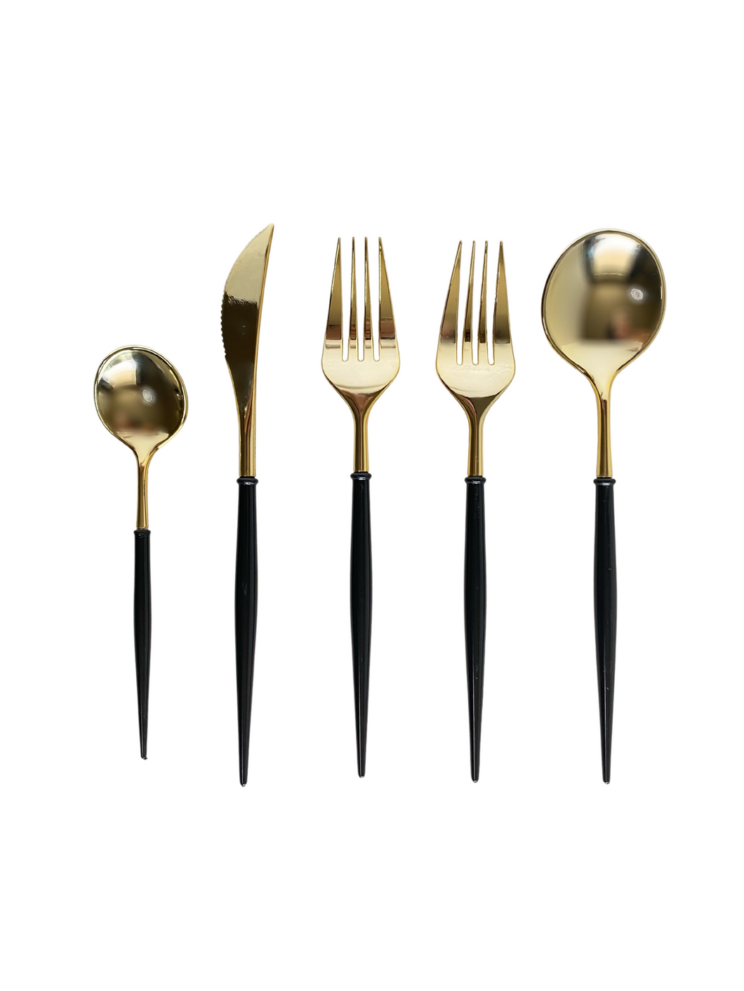 Modern Cutlery Set - Black & Gold (Set of 40)