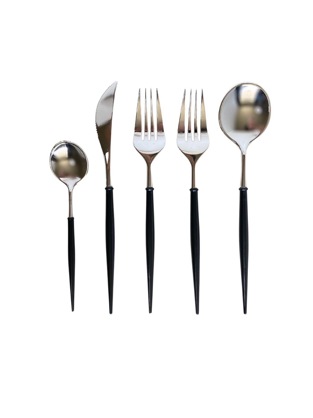 Modern Cutlery Set - Black & Silver (Set of 40)