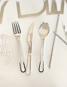 Cutout Cutlery Set - Silver (Set of 24)