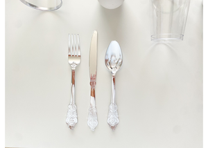 Vintage Silver Plastic Cutlery (Set of 24)
