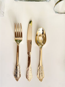 Vintage Gold Plastic Cutlery (Set of 24)