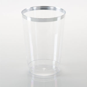 Clear & Silver Plastic Tumblers (Set of 20)