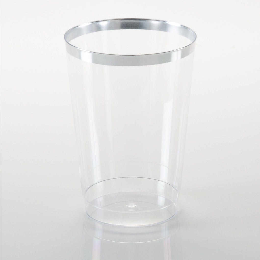 Clear & Silver Plastic Tumblers (Set of 20)